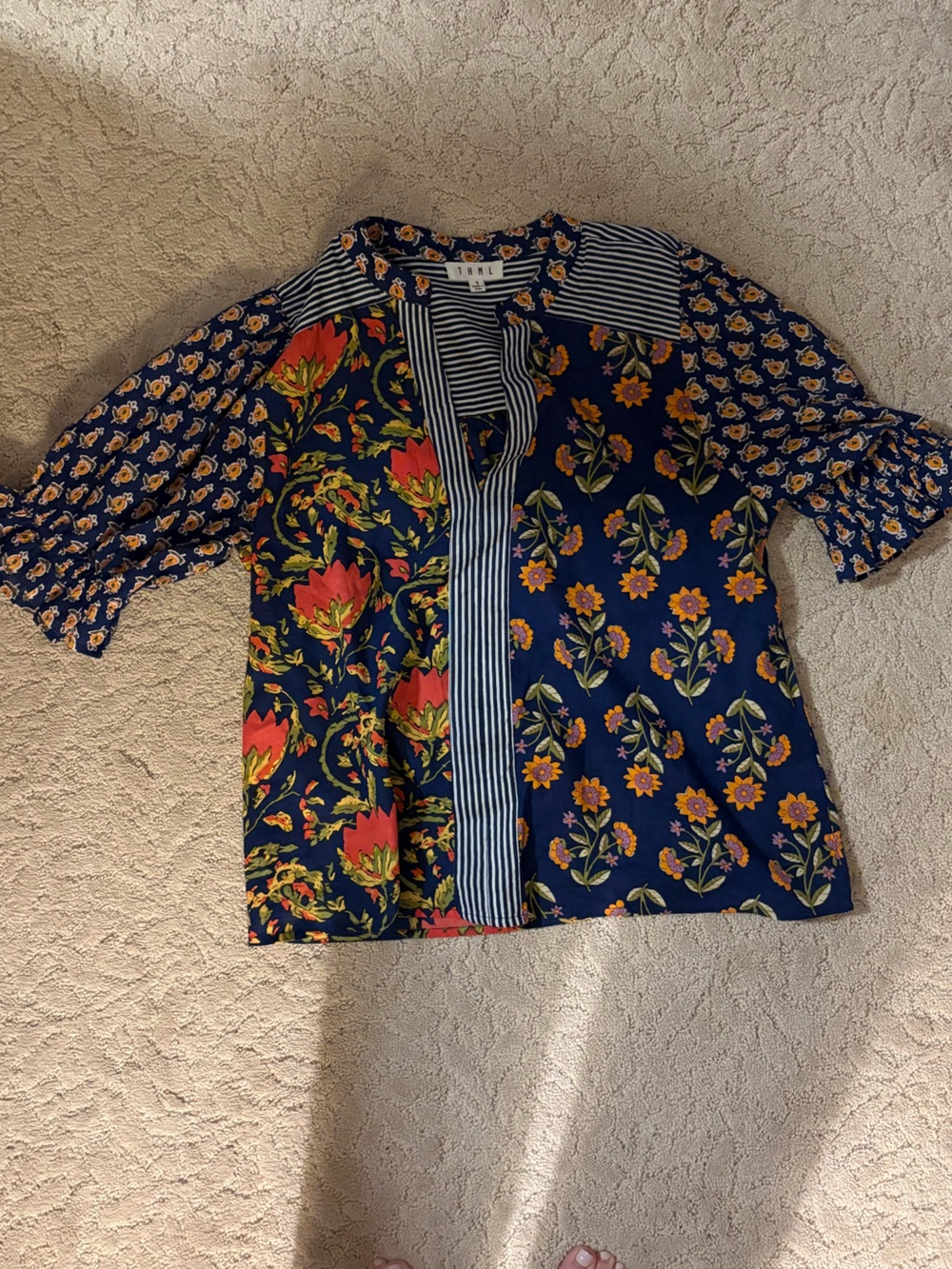 THML Floral Mini Dress in Blue & Orange Size Small